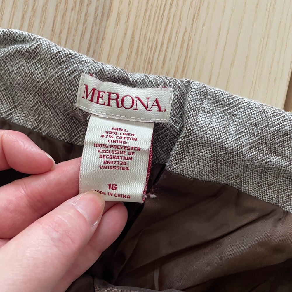 Merona Linen Blend Pencil Skirt size 16 marled brown - Picture 4 of 8